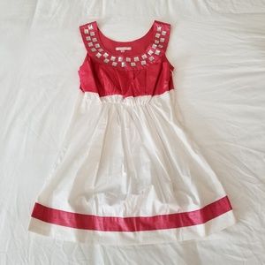 Red & White Baby Doll Rhinestone Dress
